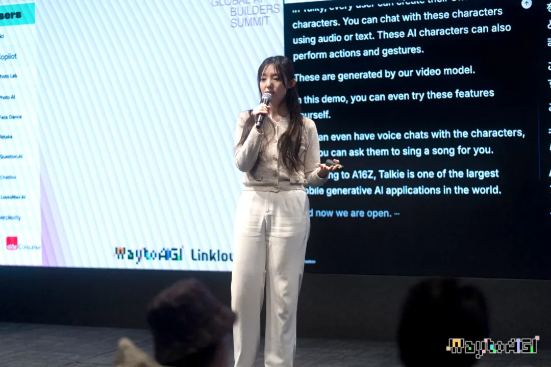 Cherie on stage at WaytoAGI Global AI Conference