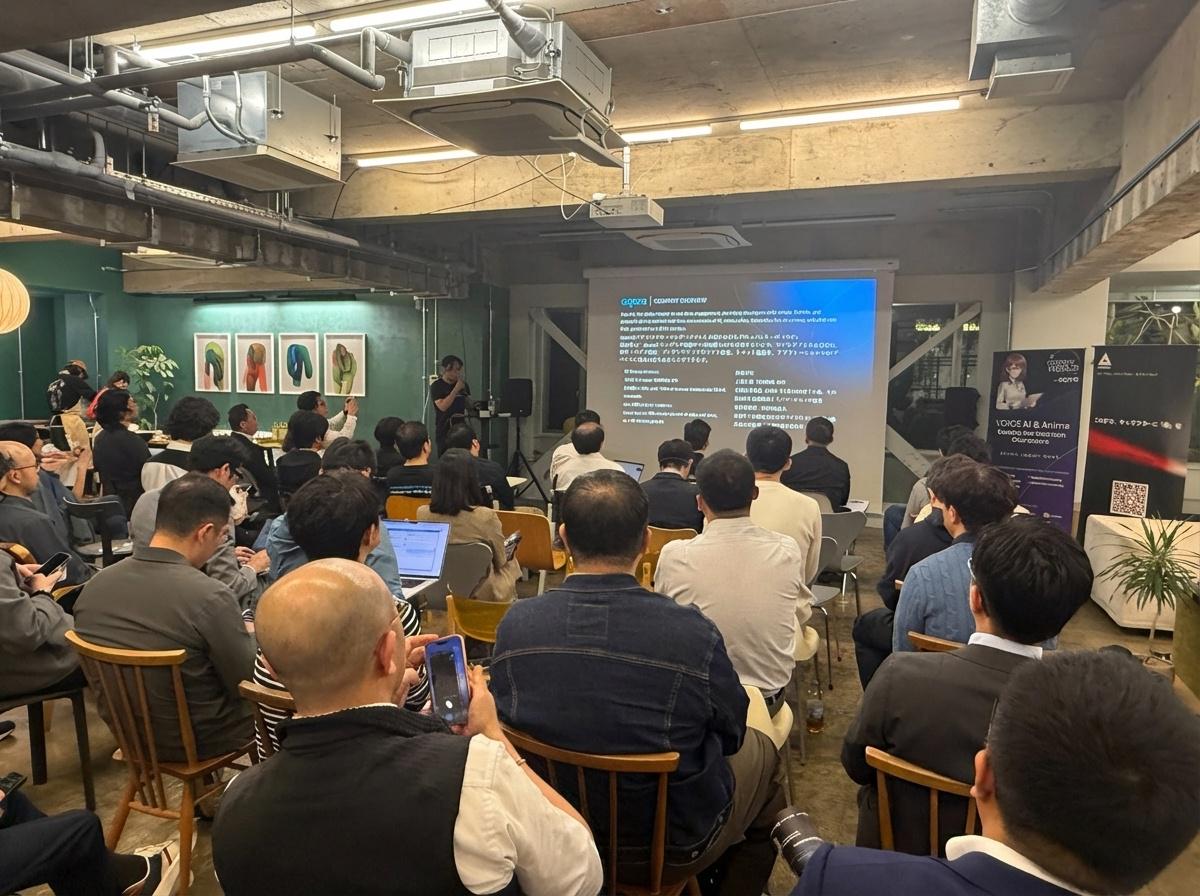 MiniMax x Agora summit venue in Tokyo with audience watching a presentation