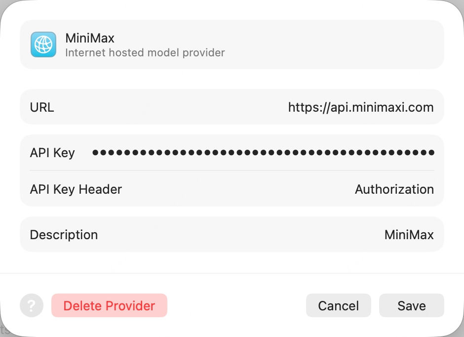 Xcode 添加模型 Provider 对话框